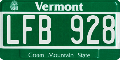VT license plate LFB928