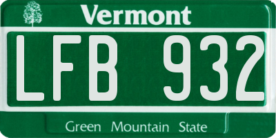 VT license plate LFB932