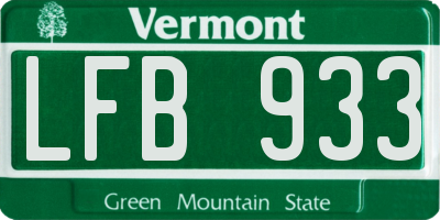 VT license plate LFB933