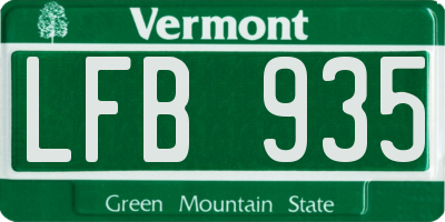 VT license plate LFB935