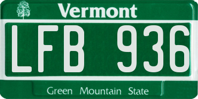 VT license plate LFB936