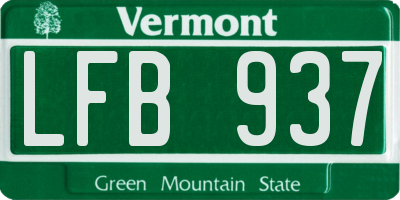 VT license plate LFB937