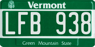 VT license plate LFB938