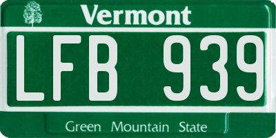 VT license plate LFB939