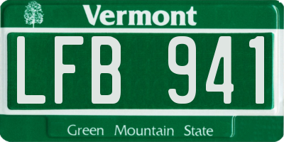 VT license plate LFB941