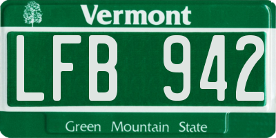 VT license plate LFB942
