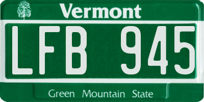 VT license plate LFB945