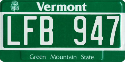 VT license plate LFB947