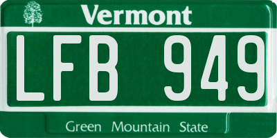 VT license plate LFB949