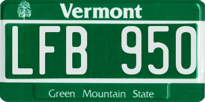 VT license plate LFB950