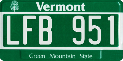 VT license plate LFB951