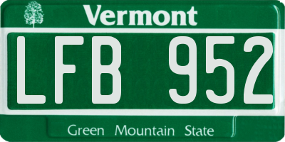VT license plate LFB952