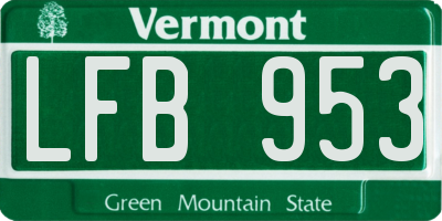 VT license plate LFB953