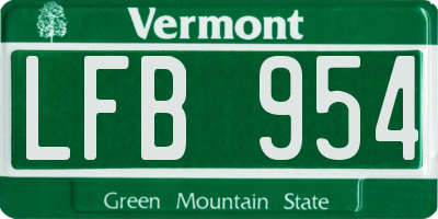 VT license plate LFB954
