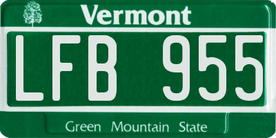 VT license plate LFB955
