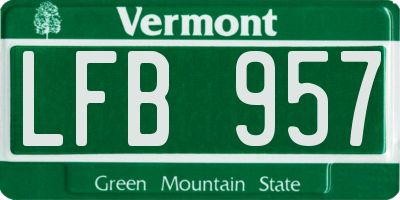 VT license plate LFB957