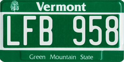 VT license plate LFB958