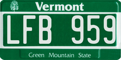 VT license plate LFB959