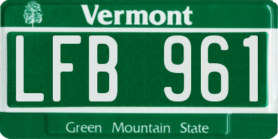 VT license plate LFB961