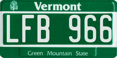VT license plate LFB966