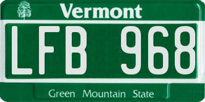 VT license plate LFB968