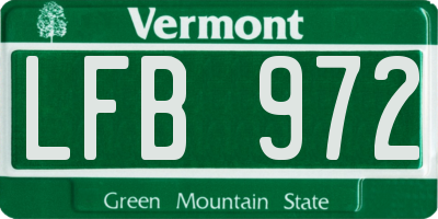 VT license plate LFB972