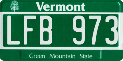 VT license plate LFB973