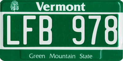 VT license plate LFB978