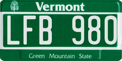 VT license plate LFB980