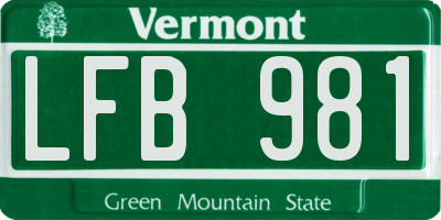 VT license plate LFB981
