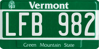 VT license plate LFB982