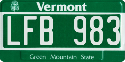 VT license plate LFB983