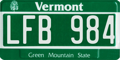 VT license plate LFB984