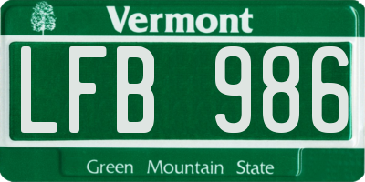 VT license plate LFB986