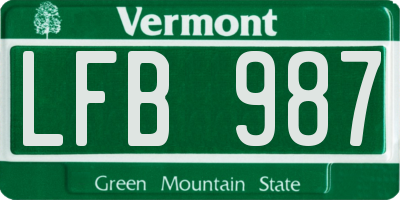 VT license plate LFB987