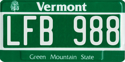 VT license plate LFB988