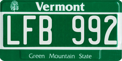 VT license plate LFB992