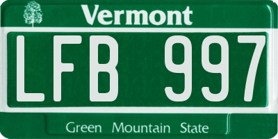 VT license plate LFB997
