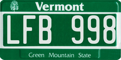 VT license plate LFB998