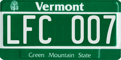 VT license plate LFC007