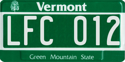 VT license plate LFC012