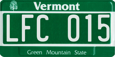 VT license plate LFC015