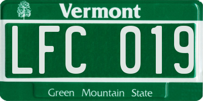 VT license plate LFC019
