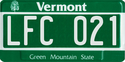 VT license plate LFC021
