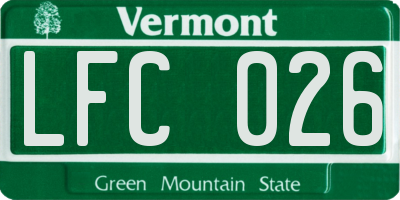 VT license plate LFC026