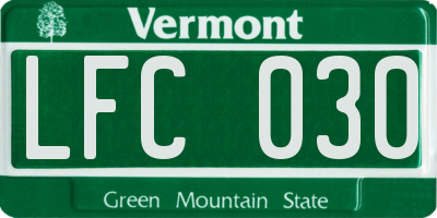 VT license plate LFC030