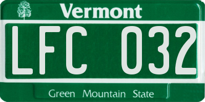 VT license plate LFC032