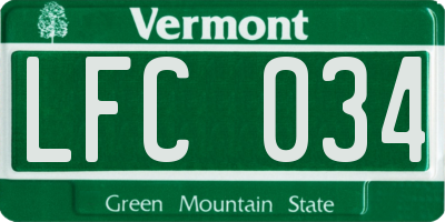 VT license plate LFC034