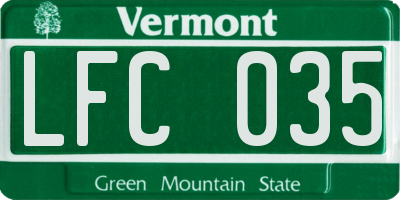 VT license plate LFC035