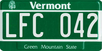 VT license plate LFC042